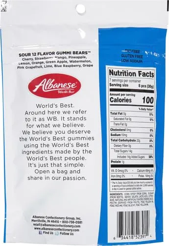 Albanese World’s Best Sour 12 Flavor Gummi Bears (8 oz)
