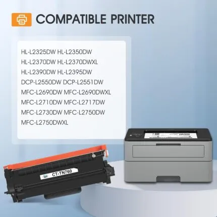 TN760 Compatible Toner for Brother Printers (2-Pack)