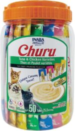 INABA Churu Lickable Cat Treats (Tuna & Chicken, 50 Tubes)