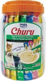 INABA Churu Lickable Cat Treats (Tuna & Chicken, 50 Tubes)