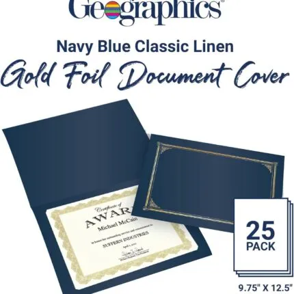 Geographics Classic Linen Document Covers (Navy, 25-Pack)