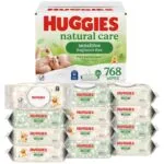 Huggies Natural Care Sensitive Baby Wipes, Unscented, Hypoallergenic, 99% Purified Water, 12 Flip-Top Packs (768 Wipes Total), Packaging May Vary
