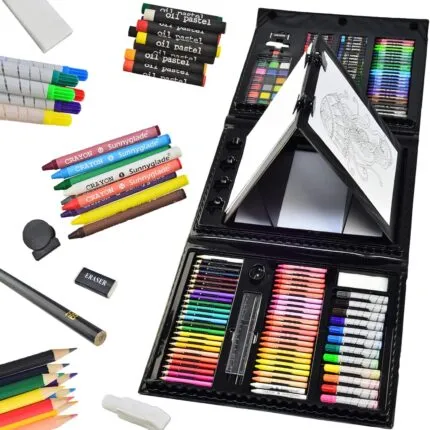 Sunnyglade 185-Piece Double-Sided Trifold Easel Art Set