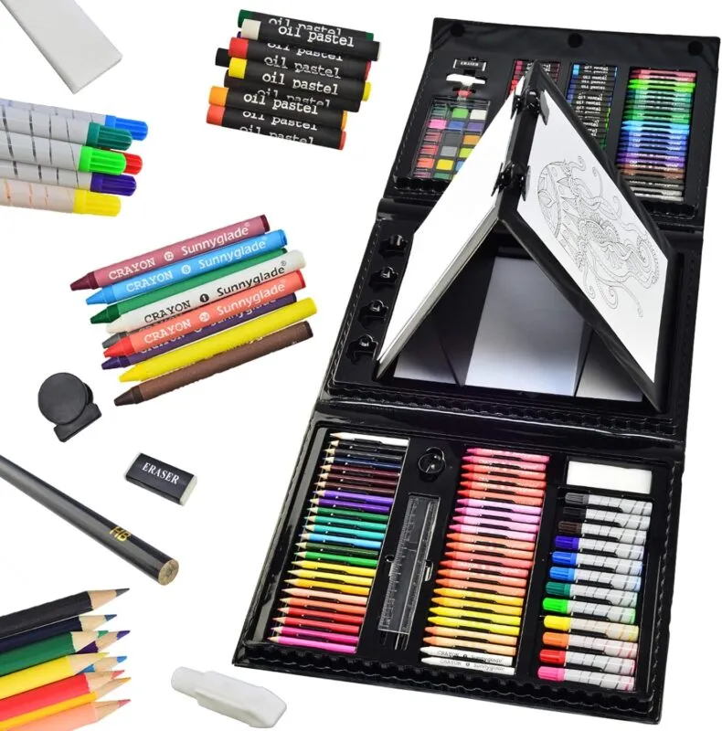 Sunnyglade 185-Piece Double-Sided Trifold Easel Art Set