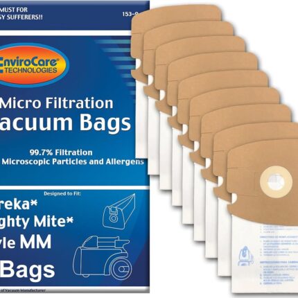 Envirocare Premium Replacement Multi-layer Micro Filtration Vacuum Bags Made to fit Eureka Style MM Mighty Mite 3670 and 3680 Series Canisters (9 Bags)