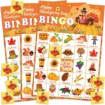 OHOME Thanksgiving Bingo Game - 24 Players (Kids & Family Party Activity)